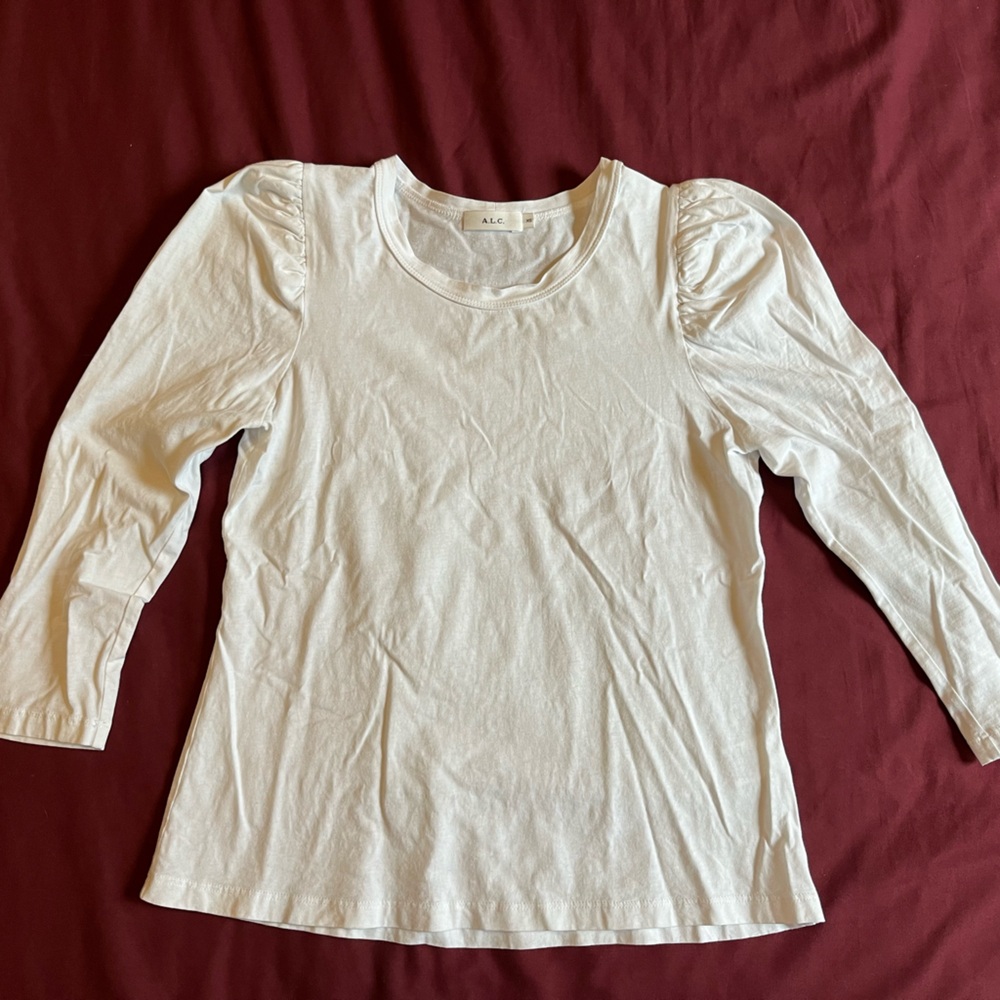A.L.C. White Puff Sleeve Long Sleeve Tee